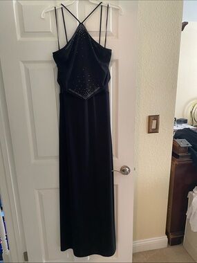 Black Stud-Embellished Strappy Maxi Dress